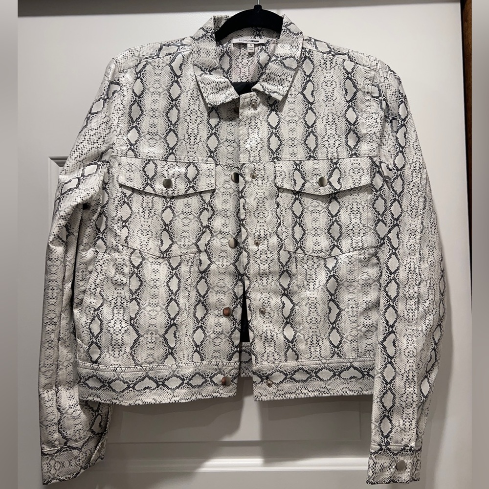 Faux Leather Snake Skin Jacket Black and White